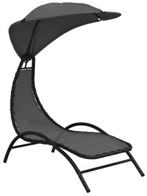 vidaXL Ξαπλώστρα με Σκίαστρο Σκ. Γκρι 167x80x195 εκ. Ύφασμα &amp; Ατσάλι