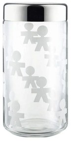Βάζο Αποθήκευσης Girotondo AKK38 1500ml Silver-Clear Alessi Steel,Glass