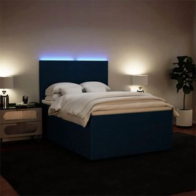 vidaXL Κρεβάτι Boxspring με Στρώμα Μπλε 140x190 εκ. Βελούδινο