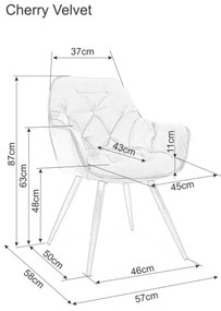 CHERRY VELVET CHAIR ΜΑΥΡΟ ΠΛΑΙΣΙΟ / ΜΠΕΖ BLUVEL 28 DIOMMI CHERRYVCBE