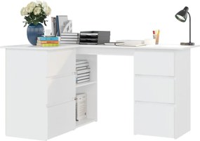 vidaXL Γραφείο Γωνιακό Λευκό 145 x 100 x 76 εκ. από Επεξ. Ξύλο