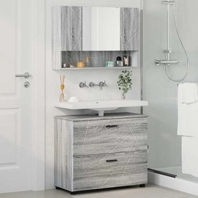 vidaXL Σετ Επίπλων Μπάνιου με ράφι 2 pcs Γκρι sonoma 76,5 x 35 x 64 εκ