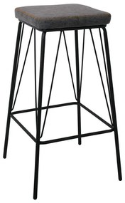 PANTON Σκαμπό BAR, Μέταλλο Βαφή Μαύρο, PU Απόχρωση Vintage Grey 43x43x76cm