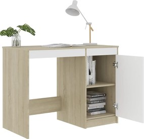 vidaXL Γραφείο Λευκό / Sonoma Δρυς 100 x 50 x 76 εκ. από Μοριοσανίδα