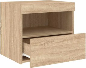 vidaXL Κομοδίνο με Φώτα LED Sonoma Δρυς 50 x 40 x 45 εκ.