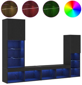 vidaXL LED Ντουλάπα TV Μαύρη Δρυς 30.5x30x102 εκ. Μηχανικά Φτιαγμένη Ξύλινη