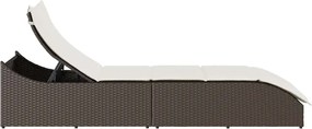 vidaXL Πτυσσόμενη ξαπλώστρα με μαξιλάρι και αποθήκευση Brown