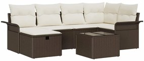 vidaXL Σετ Καναπέ Κήπου 7 pcs Καφέ και κρεμ 242.5 x 132.5 x 85 εκ.