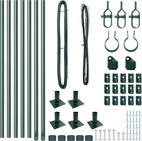 vidaXL Στύλος Περιφράξεων 7 pcs Πράσινο Ατσάλι
