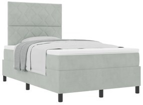 vidaXL Κρεβάτι Box Spring με Στρώμα Ανοιχτό Γκρι 120x200 εκ Βελούδο