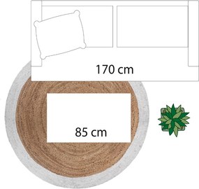 Στρογγυλό Χαλί Καλοκαιρινό (Φ120) A-S Border White 146295Z