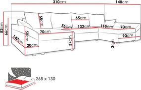Γωνιακός καναπές Dante U-Prasino