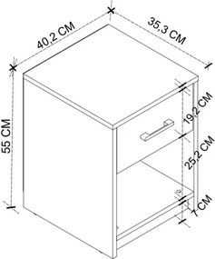 Κομοδίνο Scoty Megapap χρώμα λευκό 40,2x35,3x55εκ.