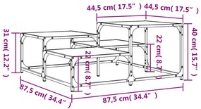 Τραπεζάκι Σαλονιού Γκρι Sonoma 87,5x87,5x40 εκ. Επεξεργ. Ξύλο - Γκρι