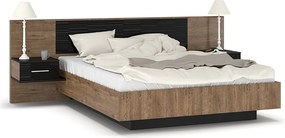 Κρεβάτι Romilly pakoworld μαύρο gloss-καρυδί 160x200εκ