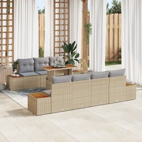 vidaXL σετ τραπεζαρίας 8 τεμαχίων κήπου με μαξιλάρι μπεζ πολυέστρο