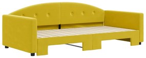 vidaXL Καναπές Κρεβάτι Συρόμενος Κίτρινος 100x200 εκ. Βελούδινος