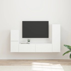 vidaXL Σετ επίπλου τηλεόρασης Επιτοίχιο 4 pcs Λευκό Επεξεργασμένο ξύλο