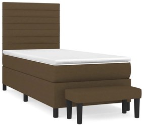 Κρεβάτι Boxspring με Στρώμα Σκούρο Καφέ 90x190 εκ. Υφασμάτινο - Καφέ