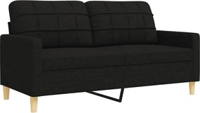 vidaXL Σαλόνι Σετ 4 Τεμαχίων Μαύρο Ύφασμα + Μαξιλάρια/Υποπόδιο