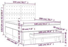 Κρεβάτι Boxspring με Στρώμα Μαύρο 140x200εκ.από Συνθετικό Δέρμα - Μαύρο