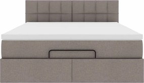 VidaXL Κρεβάτι-Μπαλκόνι με Στρώμα, Ύφασμα 140x190 εκ., Μπεζ
