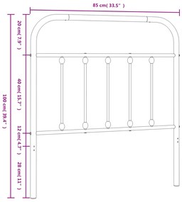 vidaXL Κεφαλάρι Λευκό 80 εκ. Μεταλλικό