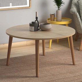 Τραπεζάκι σαλονιού Circle από μελαμίνη χρώμα oak 90x90x40εκ.