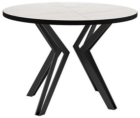 Τραπέζι Oswego 111, Λευκό μάρμαρο, Μαύρο, 76cm, Επιμήκυνση, Πλαστικοποιημένη μοριοσανίδα, Μέταλλο | Epipla1.gr