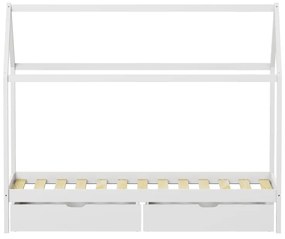 Παιδικό κρεβάτι Mellin τ.Montessori με 2 συρτάρια pakoworld ξύλο πεύκου σε λευκή απόχρωση 90x190εκ - 370-000005