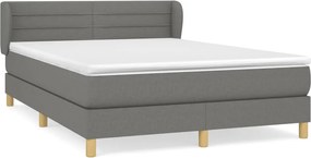 vidaXL Κρεβάτι Boxspring με Στρώμα Σκούρο Γκρι 140x190 εκ. Υφασμάτινο