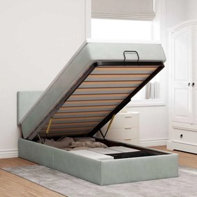 Οθωμανικό κρεβάτι με στρώμα ανοιχτό γκρι 100x200cm Velvet