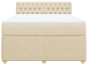 vidaXL Κρεβάτι Boxspring με Στρώμα Κρεμ 140x190 εκ. Υφασμάτινο