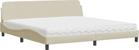 vidaXL Κρεβάτι με Στρώμα Dover Κρεμ 200x200 εκ. Υφασμάτινο