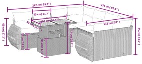 vidaXL Σαλόνι Κήπου Σετ 9 Τεμαχίων Γκρι Συνθετικό Ρατάν με Μαξιλάρια