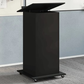 vidaXL Αναλόγιο με Ροδάκια &amp; Συρτάρι Μαύρο 55x55x107 εκ. Επεξ. Ξύλο