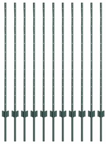 vidaXL Πόλοι Φράχτη 22 pcs Πράσινο 120 cm Ατσάλι