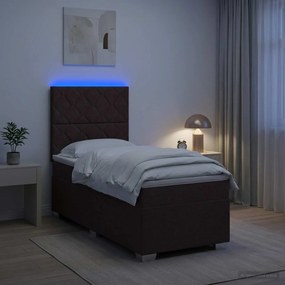 vidaXL Κρεβάτι box spring με στρώμα Σκούρο Καφέ 90 x 190 cm Ύφασμα