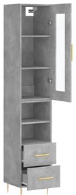 vidaXL Ντουλάπι Γκρι Σκυροδέματος 34,5x34x180 εκ. Επεξεργασμένο Ξύλο