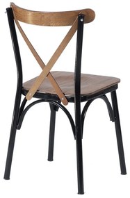 Artekko Καρέκλα με Χ ξύλινη πλάτη και κάθισμα και μεταλλικό σκελετό (46x46x87)cm