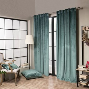 Κουρτίνα Velvet Με Τρέσα 15 Green 140x260cm Teoran 140X260 Cotton-Acrylic