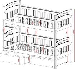 HARRY 90x200 graphite bunk bed Lano Furniture