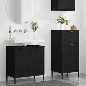 vidaXL Σετ Επίπλων Μπάνιου με συρτάρι 2 pcs Μαύρο 39.5 x 36 x 88 εκ