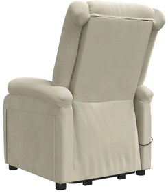 vidaXL Πολυθρόνα Μασάζ με Ανύψωση Κρεμ Βελούδινη