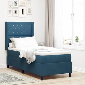 vidaXL Κρεβάτι Box Spring LED με Στρώμα Μπλε 80 x 200 cm Βελούδο