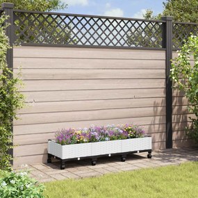 vidaXL Κήπος Γλαστράκι με Ροδάκια Λευκό 120 x 40 x 29 cm PP