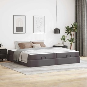 vidaXL Σκελετός κρεβατιού με στρώμα με στρώμα 2 pcs Γκρι PVC
