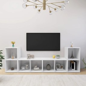 vidaXL Έπιπλα Τηλεόρασης 4 τεμ. Λευκά 72 x 35 x 36,5 εκ. Επεξ. Ξύλο