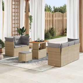 vidaXL Σετ Καναπέ Κήπου 8 pcs Μπεζ συνθετικό ρατάν