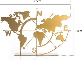 Διακοσμητικό Χώρου Χρυσό WORLD MAP 18x26x5